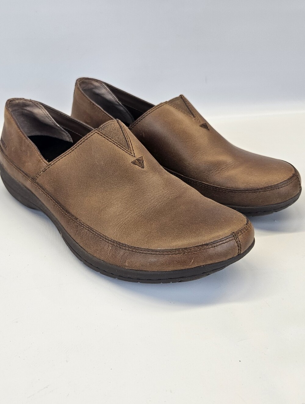 Merrell Encore Kassie Moccasin Brown Leather Womens Slip-On Shoes 9.5